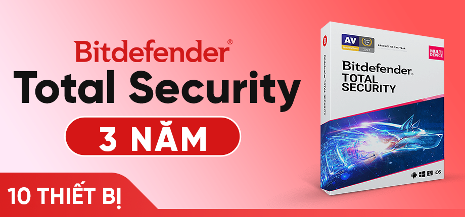 Bitdefender Total Security 3 năm 10 thiết bị - Code kích hoạt